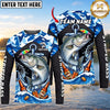 (13 Breeds) Maxcorners Fishing Blue Geometric Camo Bass Beer Anchor Splash Design Custom Name & Team Name 3D Shirts