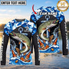 (13 Breeds) Maxcorners Fishing Blue Geometric Camo Bass Beer Anchor Splash Design Custom Name & Team Name 3D Shirts