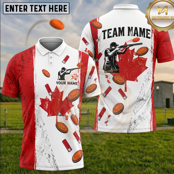 Maxcorners Trap Shooting Canadian Flag Maple Leaf Clay Target Shooter Shells Personalized Shirt