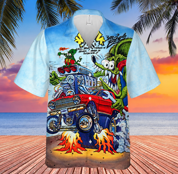 Maxcorners Fix The Hot Rod Breathing Rat Fink Unisex Hawaiian Shirt, Rat Fink Unisex Shirt