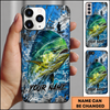 Maxcorners Fishing Blue Ocean and Fishing Boat Design Personalized Name Phone Case (12 Fish Species)