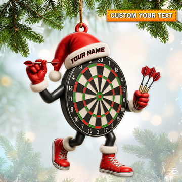 Maxcorners Darts Dartboard Santa Christmas Customized Name 3D Keychain And Ornament