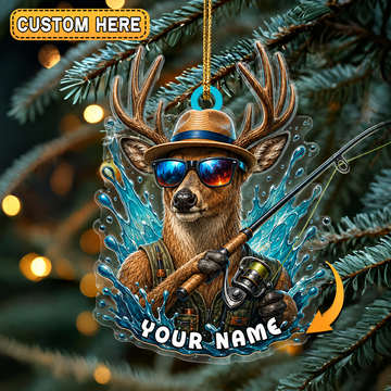 Maxcorners Hunting Deer Fishing Water Splash Customized Name 3D Keychain And Ornament