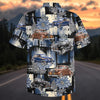 Maxcorners Personalized 1930s Antique Classic Car Blue Floral Grunge Hawaiian Shirt