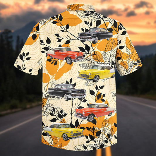 Maxcorners Personalized 1950s Chevy Bel Air Car Autumn Leaf Hawaiian Shirt