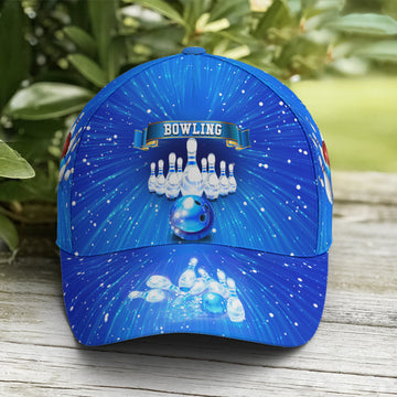 Maxcorners Bowling Vector Art Blue Baseball Cap LM0402