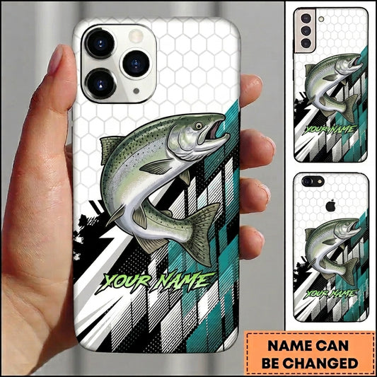 Maxcorners Fishing Phone Case Hexagon Honeycomb Pattern Custom Name Phone Case