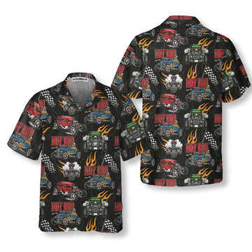 Maxcorners Colorful Hot Rod Pattern Hawaiian Shirt