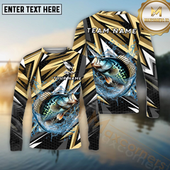 Maxcorners Crappie Fishing Golden Line Jerse Pattern Sport Jersey Personalized Name, Team Name Long Sleeve Shirt