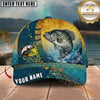 Maxcorners Ocean Blue Gold Splash Custom Name Fishing Cap
