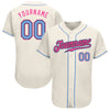 Maxcorners Custom Cream Light Blue Black-Pink Authentic Baseball Jersey LM2605