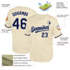 Maxcorners Custom Cream Navy-Gray Mesh Authentic Throwback Baseball Jersey LM2605
