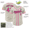Maxcorners Custom Cream Black Pinstripe Pink Authentic Baseball Jersey LM2605