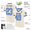Maxcorners Custom Cream Light Blue-Navy Mesh Authentic Throwback Football Jersey LM2605