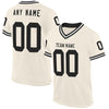 Maxcorners Custom Cream Black-White Mesh Authentic Throwback Football Jersey LM2605