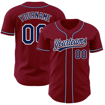 Maxcorners Custom Crimson Navy-White Authentic Baseball Jersey LM2605