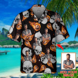 (Photo Inserted) Maxcorners Billiard Skull Personalized Hawaiian Shirt - Father's Day Gift