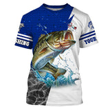 Maxcorners Customized Name Bass Fishing Jerseys Fishing Blue Fishing 3D Shirts