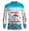Maxcorners Salmon Fishing Funny Merry Fishmas Christmas pattern Fishing Shirts, Christmas Fishing gifts  LM0201