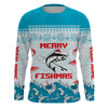 Maxcorners Salmon Fishing Funny Merry Fishmas Christmas pattern Fishing Shirts, Christmas Fishing gifts  LM0201