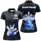 Maxcorners   Custom Blue Lightning Thunder For Men Bowling Team Jersey, Gift For Team Bowlers