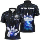 Maxcorners   Custom Blue Lightning Thunder For Men Bowling Team Jersey, Gift For Team Bowlers