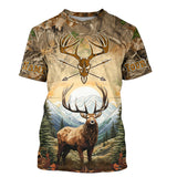 Maxcorners Personalized Deer Hunting 3D All Over Printed Shirts Custom Deer And Mountain Camo Shirt For Hunters LM2608
