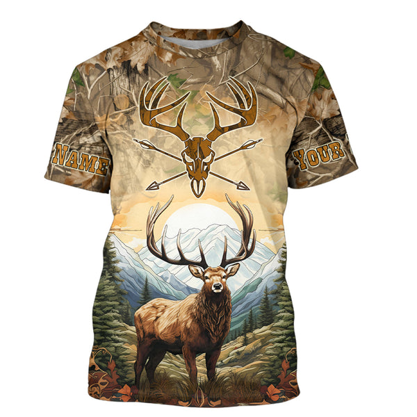 Maxcorners Personalized Deer Hunting 3D All Over Printed Shirts Custom Deer And Mountain Camo Shirt For Hunters LM2608
