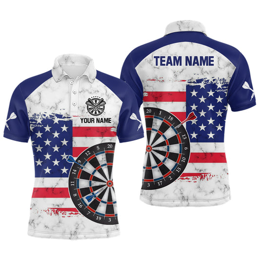 Maxcorners American Flag Target Darts Polo Shirt Custom Darts Shirts For Men Dart Jersey