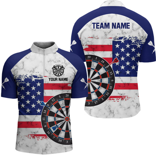 Maxcorners American Flag Target Darts Polo Shirt Custom Darts Shirts For Men Dart Jersey