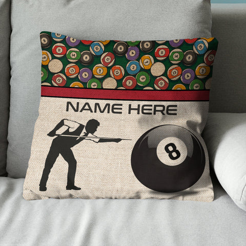 Maxcorners Playing Vintage 8-Ball Billiards Custom Pillow