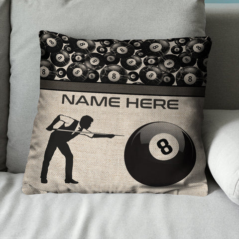 Maxcorners Playing Vintage 8-Ball Billiards Custom Pillow