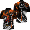 Maxcorners Personalized Name Billiard Skull Flame Polo Shirts For Men Custom Team Name Billiard Shirt Design Lm105