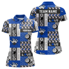 Maxcorners Personalized Bowling Shirt For Mens Custom Bowling Pattern Team Jersey Shirt | Blue