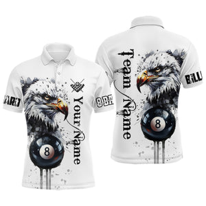 Maxcorners Eagle Pool 8 Ball Watercolor Billiard Personalized Name 3D Shirt