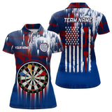 Maxcorners Dart American Blue Red Paint Womens Dart Polo Shirts Custom Darts Shirt For Women Dart Jerseys