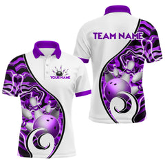 Maxcorners Custom Bowling Team Polo Shirts for Men - Personalized Abstract Bowling Jersey | Purrple LM0611