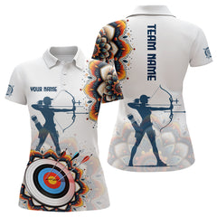 Maxcorners Mandala Flower Archery Custom Name Men Archery Polo Shirts, Archery Jerseys
