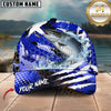 Maxcorners Fishing Blue Geometric Splash Personalized Name 3D Cap (12 Fish Species)