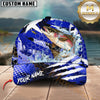 Maxcorners Fishing Blue Geometric Splash Personalized Name 3D Cap (12 Fish Species)