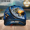 Maxcorners Fishing Sunset Splash Personalized Name 3D Cap (12 Fish Species)
