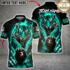 Maxcorners Bowling Fierce Tiger Fire Bowling Ball Design Multicolor Customized Name, Team Name 3D Shirts