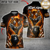 Maxcorners Bowling Fierce Tiger Fire Bowling Ball Design Multicolor Customized Name, Team Name 3D Shirts