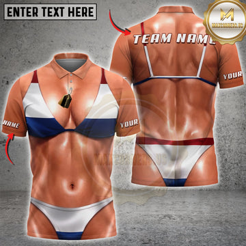 Maxcorners Funny Netherlands Flag Sexy Bikini Body Illusion Personalized Name 3D Unisex Shirt