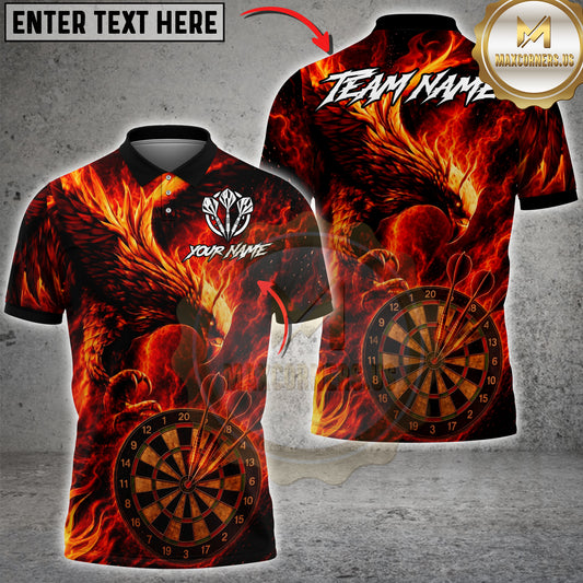 Maxcorners Darts Fire Phoenix Dartboard Flame Design Multicolor Customized Name, Team Name 3D Shirts