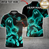 Maxcorners Bowling & Flaming Ghost Bowling Ball Strike Graphic Multicolor Customized Name, Team Name 3D Shirts