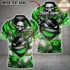 Maxcorners Bowling Spiked Monster Skull Bowling Ball Blue Splash Design Multicolor Customized Name, Team Name 3D Shirts 3