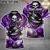Maxcorners Bowling Spiked Monster Skull Bowling Ball Blue Splash Design Multicolor Customized Name, Team Name 3D Shirts 3