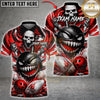 Maxcorners Bowling Spiked Monster Skull Bowling Ball Blue Splash Design Multicolor Customized Name, Team Name 3D Shirts 3