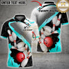Maxcorners Bowling Bowling Ball And White Pins Blue Geometric Multicolor Customized Name, Team Name 3D Shirts